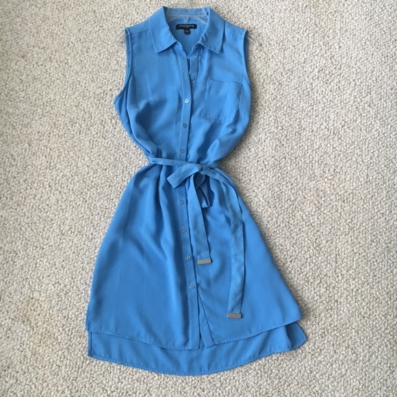 Sharagano Dresses & Skirts - Light blue sleeveless button down shirt dress